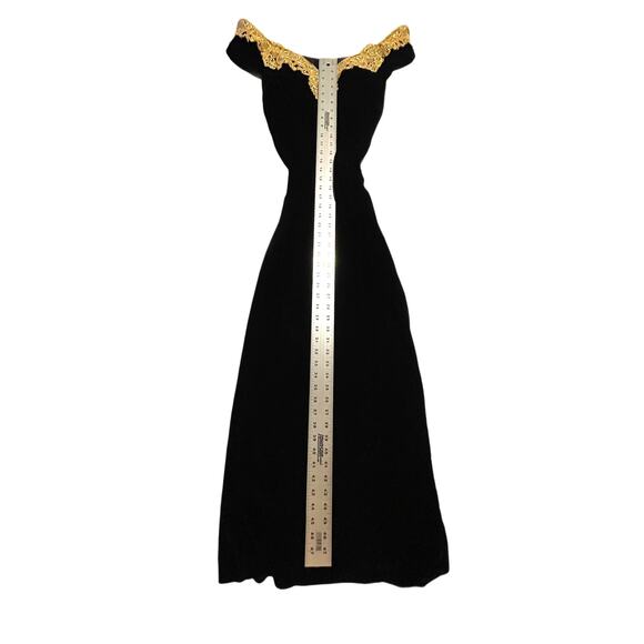 Vintage Zum Zum Womens Dress 7/8 Black Gold Lace Romantic Goth Dark Elegance EUC - Picture 8 of 8